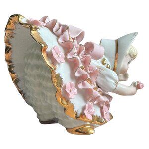 Geo Z‎ Lefton KW1412 1950s Vintage Bloomer Girl Figurine Pink Gold Ruffles READ